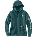 Women's Relaxed Fit Midweight Logo Sleeve Graphic Hoodie Greenstone 102791