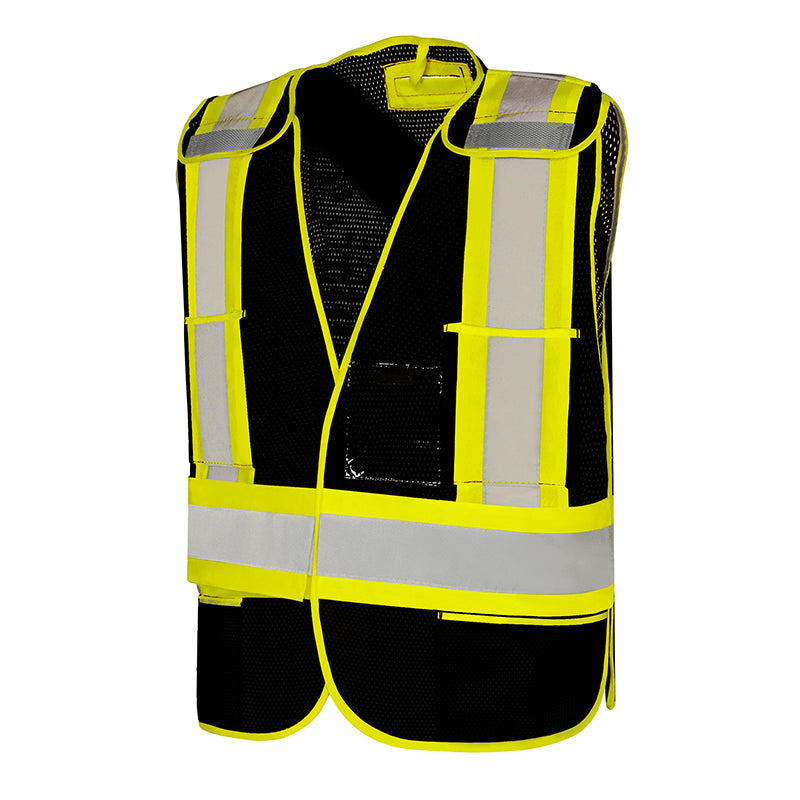 Safety Vest Black Polyester Soft Mesh
