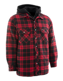 Shirt Jacket Hooded Plaid Quilt-Lined Flannel Red 024-LC696QH-R