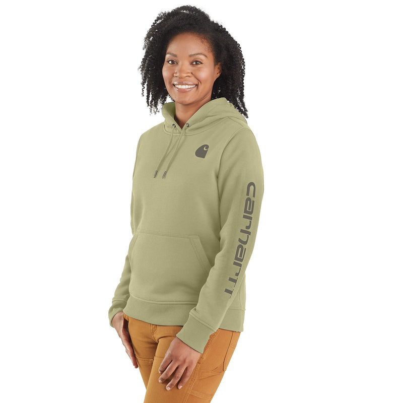 Women's Sweatshirt Clarksburg Sleeve Logo Hooded Dried Clay 102791