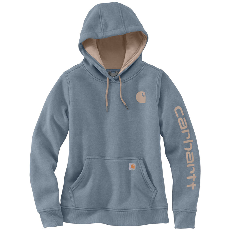 Women's Relaxed Fit Midweight Logo Sleeve Graphic Hoodie Light Faded Navy 102791