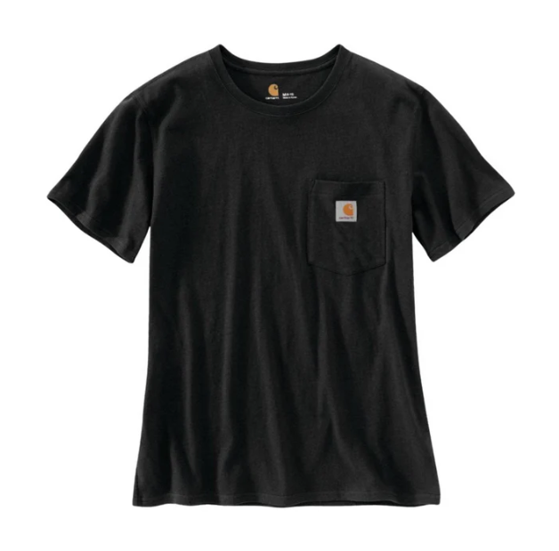 Women's Loose Fit Heavyweight Short Sleeve Pocket T-Shirt 103067 Black