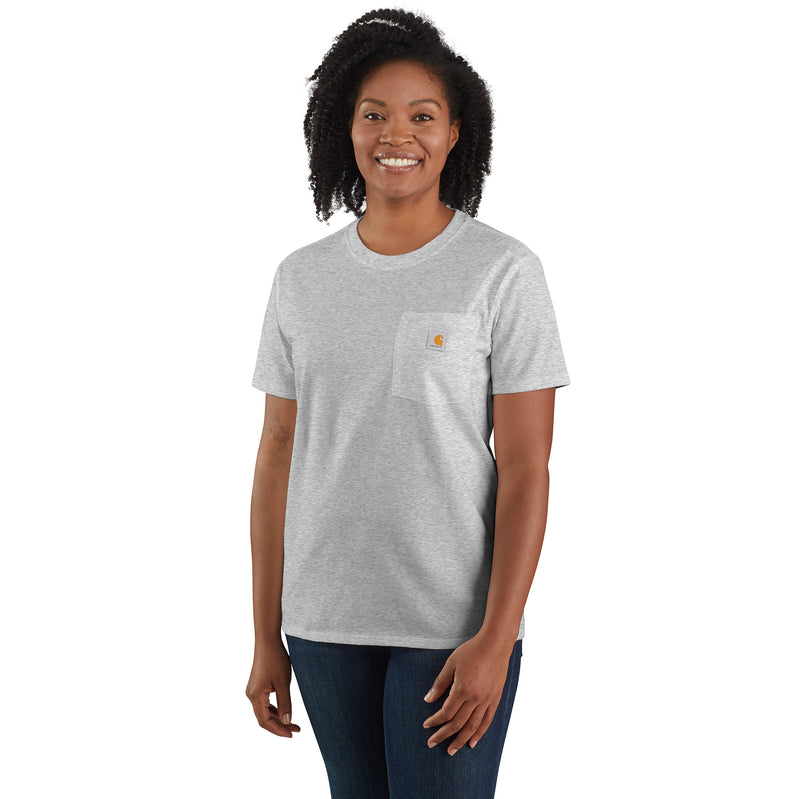 Women's Loose Fit Heavyweight Short Sleeve Pocket T-Shirt 103067 Heather Grey