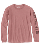 Women's Loose Fit Heavyweight Long-Sleeve Logo Sleeve Graphic T-Shirt Rose Tint 103401