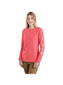 Women's Loose Fit Heavyweight Long-Sleeve Logo Sleeve Graphic T-Shirt Pink Salmon Heather 103401