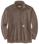 Loose Fit Midweight Quarter-Zip Mock-Neck Sweatshirt Sepia 105294