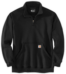 Loose Fit Midweight Quarter-Zip Mock-Neck Sweatshirt Black 105294