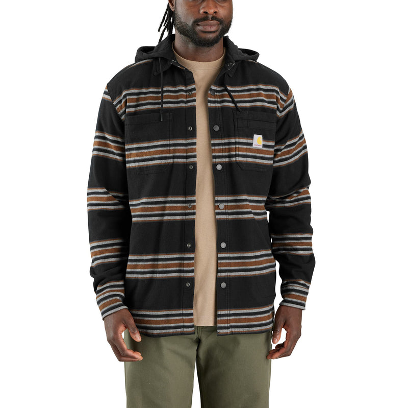 Rugged Flex® Relaxed Fit Flannel Fleece-Lined Hooded Shirt Jac Black/Brown 106353