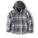 Rugged Flex® Relaxed Fit Flannel Fleece Lined Hooded Shirt Jac Grey 107011