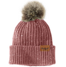 Women's Faux Fur Pom-Pom Rose Tint Nep Beanie 107103