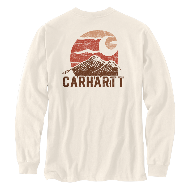 Relaxed Fit Heavyweight Long-Sleeve Mountain Graphic T-Shirt Malt 107260
