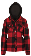 Women’s Quilted Polar Fleece Hooded Shirt Red/Black Plaid 415RBW