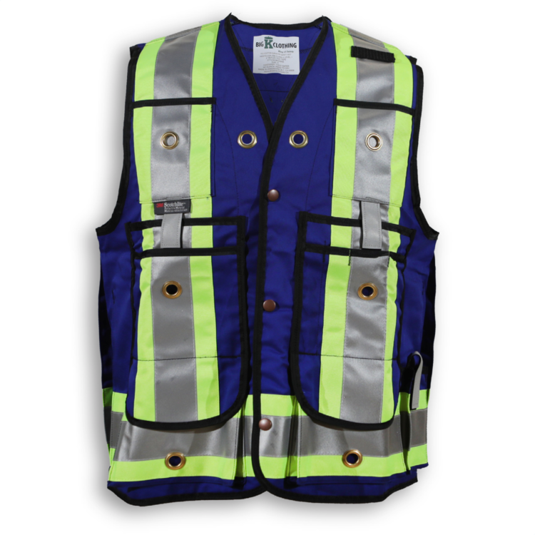 Surveyor Vest Hi-Vis 600 Denier Poly Black BK305 Royal Blue