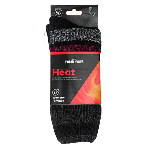 Sock Women's Heat Polar Paws Black/Cherry 047991