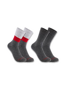 Sock Midweight Synthetic-Wool Blend Colorblock Crew 2-Pack Grey/Red SC9622M