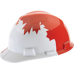 Hard Hat Specialty V-Gard Cap White w/Red Maple Leaf 10050613