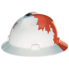 Hard Hat Specialty V-Gard Full Brim White w/Red Maple Leaf 10082234