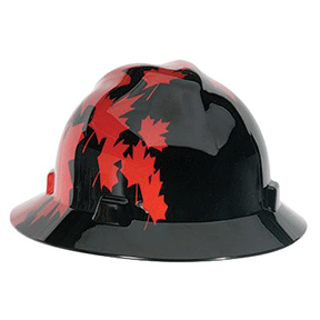 Hard Hat Specialty V-Gard Full Brim Black w/Red Maple Leaf 10082235