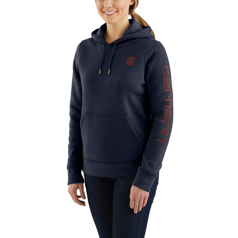 Women's Sweatshirt Clarksburg Sleeve Logo Hooded Navy Heather 102791