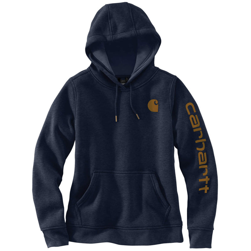 Women's Sweatshirt Clarksburg Sleeve Logo Hooded Navy Heather 102791