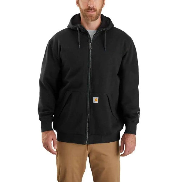 Sweatshirt Midweight Loose Fit Thermal-Lined Full-Zip Black 104078