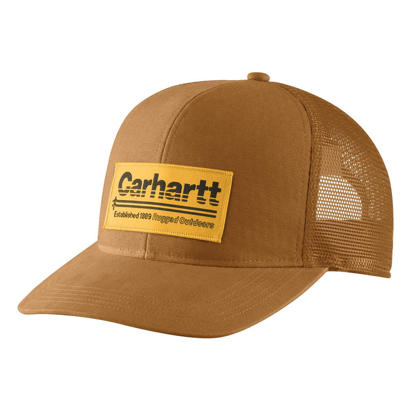 Hat Canvas Mesh-Back Outdoors Patch Cap Brown 105693