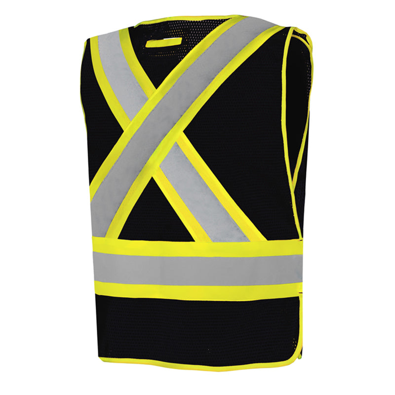 Safety Vest Black Polyester Soft Mesh