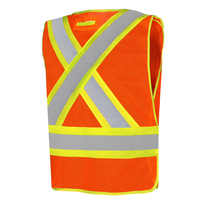 Safety Vest Orange Polyester Soft Mesh