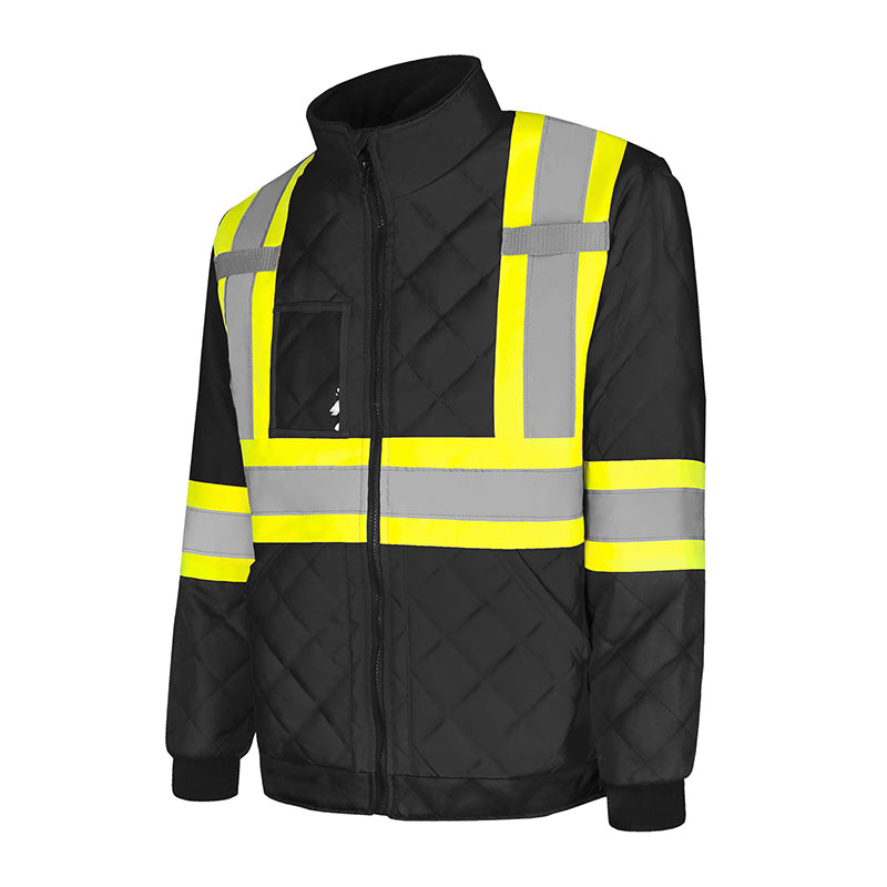 Jacket Hi Vis Quilted Freezer, 4" Refl. Tape Black TJ1KS