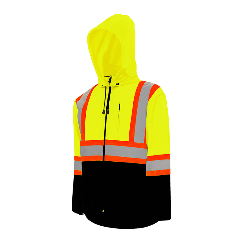 Jacket Soft Shell with Detachable Hood, 4" Refl. Tape Hi Vis Yellow TJ2YBS