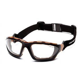 Carthage Safety Glasses Black and Tan Frame/Clear Anti-Fog Lens CHB410DTP