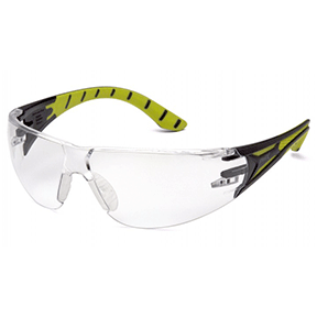 Endeavor Plus Safety Glasses Black and Green Temples/Clear Lens SBGR9610S