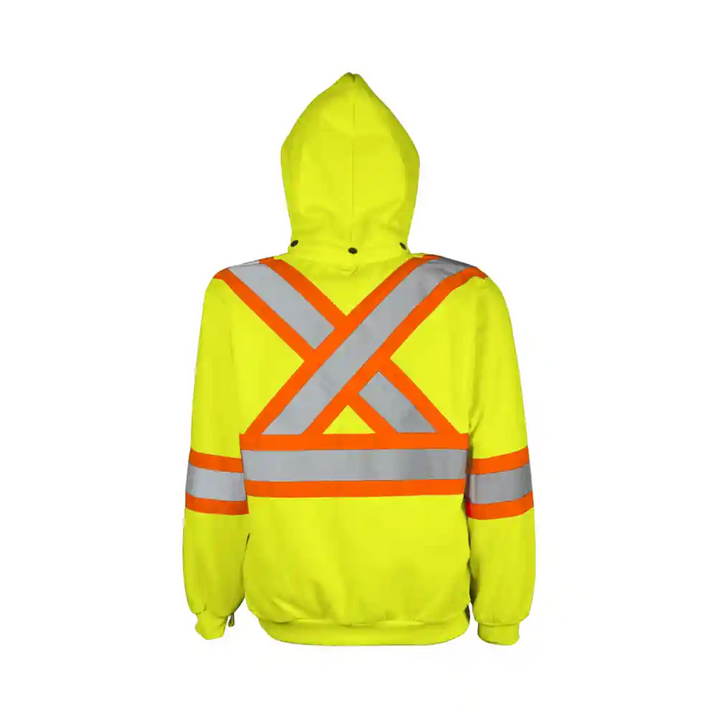 Hoodie Hi Vis Safety Zip w/ Detachable Hood Yellow TH3Y
