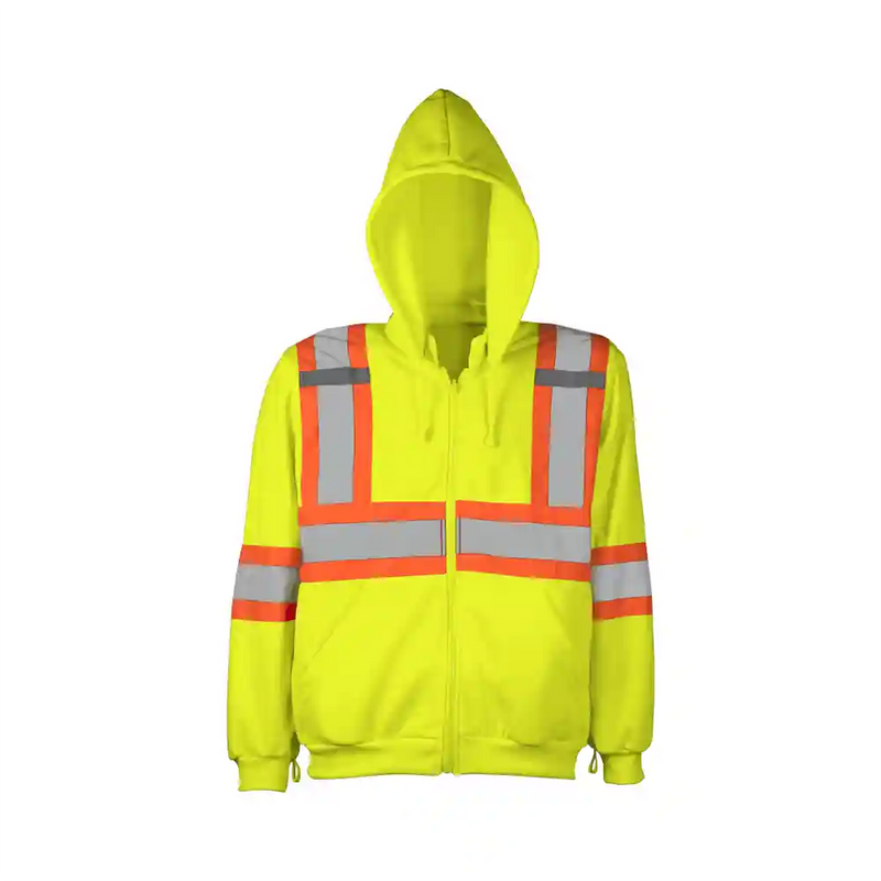 Hoodie Hi Vis Safety Zip w/ Detachable Hood Yellow TH3Y