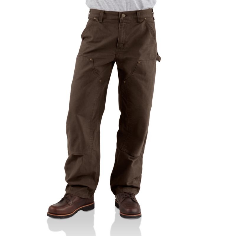 Pant Original Fit Washed Duck Double Front Work Dungaree Brown B136