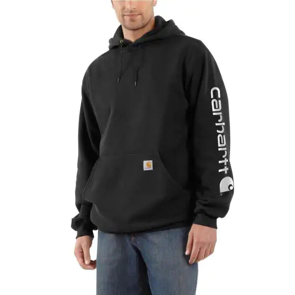 Sweatshirt Midweight Signature Sleeve Logo Hooded Black K288