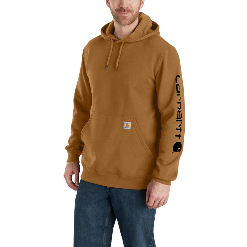 Sweatshirt Midweight Signature Sleeve Logo Hooded Carhartt Brown K288