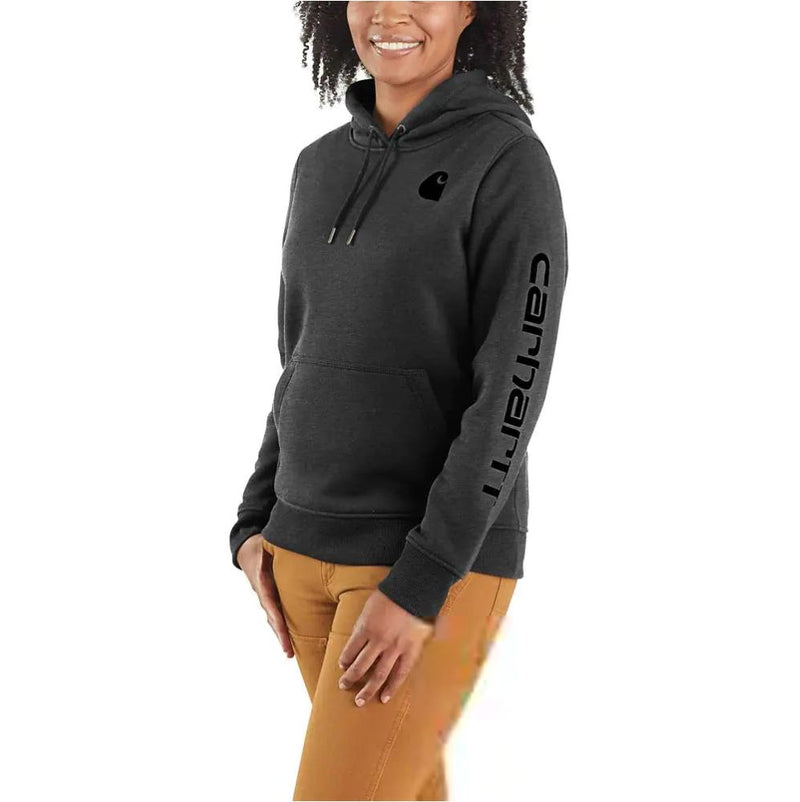 Women's Sweatshirt Clarksburg Sleeve Logo Hooded Carbon Heather 102791