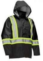 Jacket 450D Hi-Vis Waterproof Windproof Black RJ90K