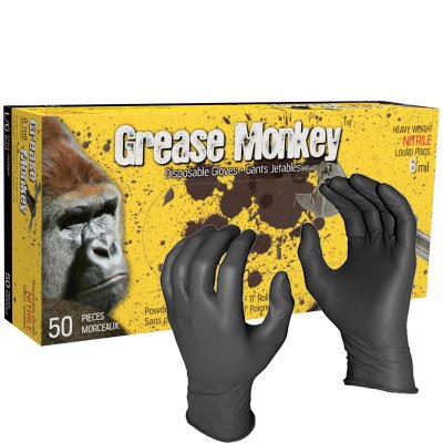 Glove Grease Monkey® Black Heavyweight Nitrile 8 mil 50 Pack 5555PF