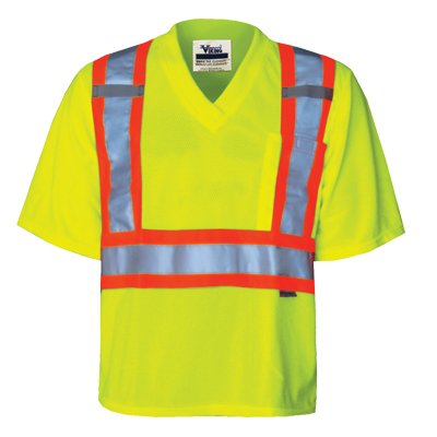 Shirt Short Sleeve V-Neck Safety Mesh Green 6005