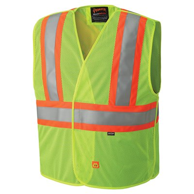 Safety Vest Hi-Vis Flame Resistant 5 Point Tear Away Yellow/Green 6916A