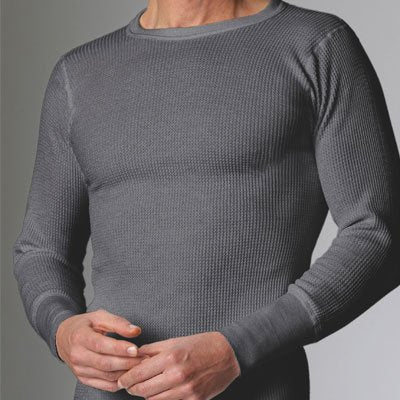 Shirt Thermal Crew Neck Long Sleeve Waffle Knit 6623