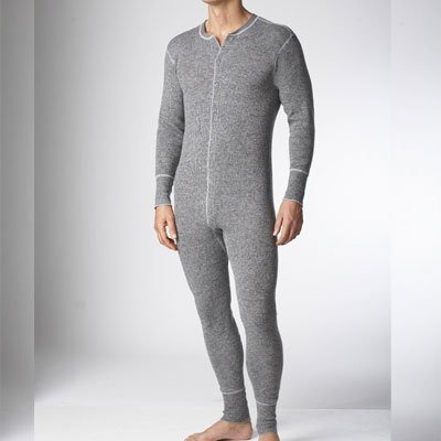 Underwear Mens Onesie Wool Long Sleeve Grey 1300