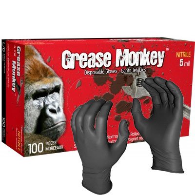 Glove Grease Monkey®Black Nitrile 5mil 100 Pack 5554PF